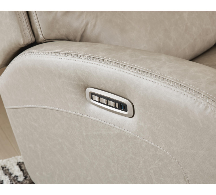 Falloway Swivel Glider Power Recliner - Stonewash