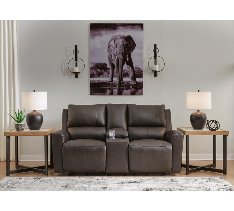 Boxmere Power Reclining Loveseat with Console - Storm