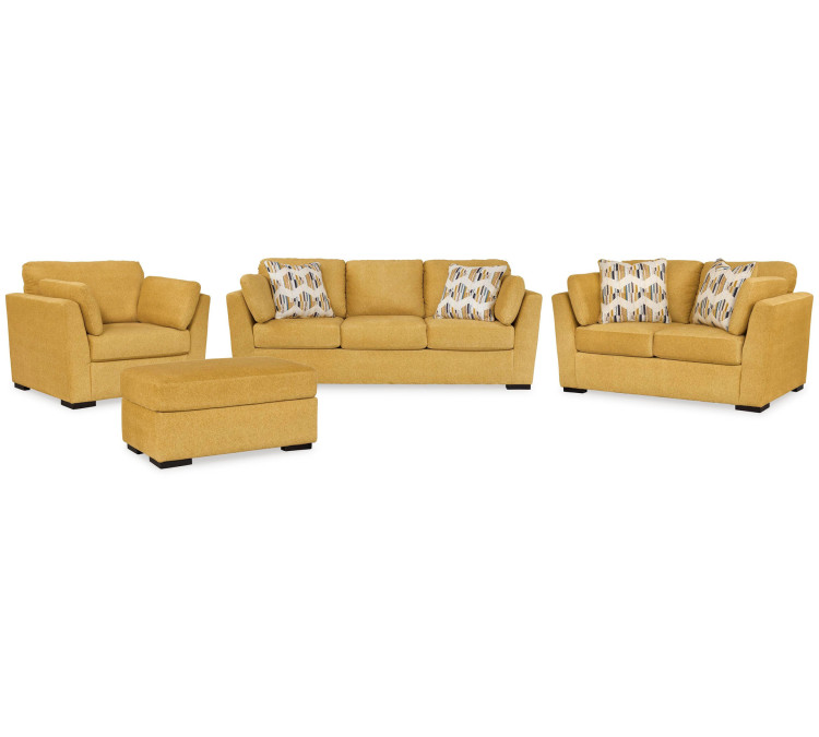 Keerwick Sofa, Loveseat, Chair and Ottoman - Sunflower