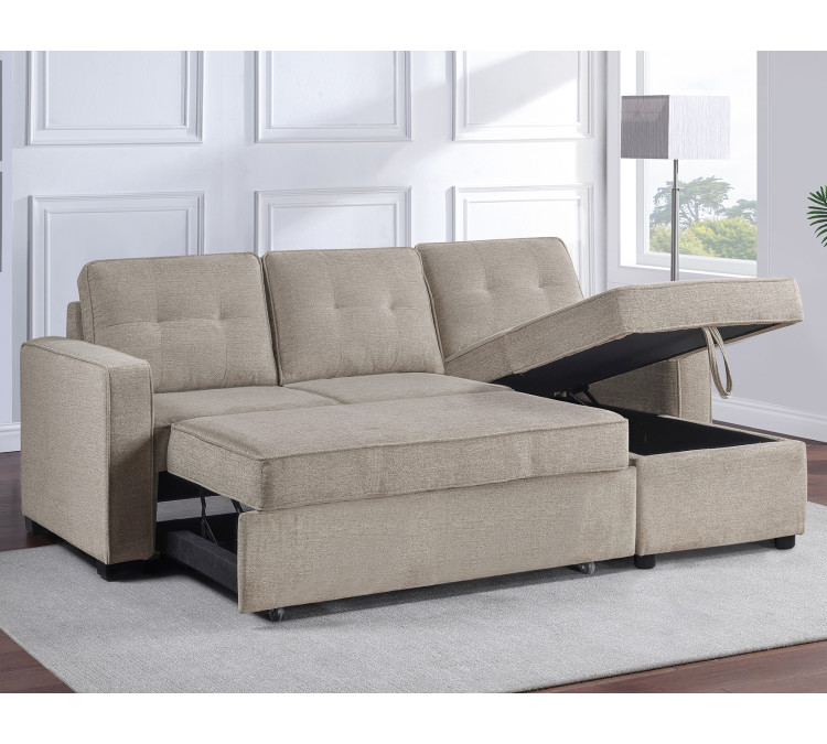 Noah Flippable, Convertible Storage Sleeper Chofa - Tan