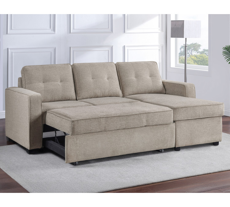 Noah Flippable, Convertible Storage Sleeper Chofa - Tan