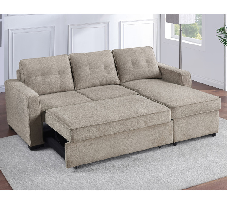 Noah Flippable, Convertible Storage Sleeper Chofa - Tan
