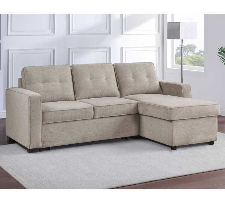 Noah Flippable, Convertible Storage Sleeper Chofa - Tan