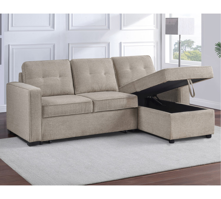 Noah Flippable, Convertible Storage Sleeper Chofa - Tan