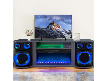 Onyx Beats – TV Stand with Fireplace & Speaker