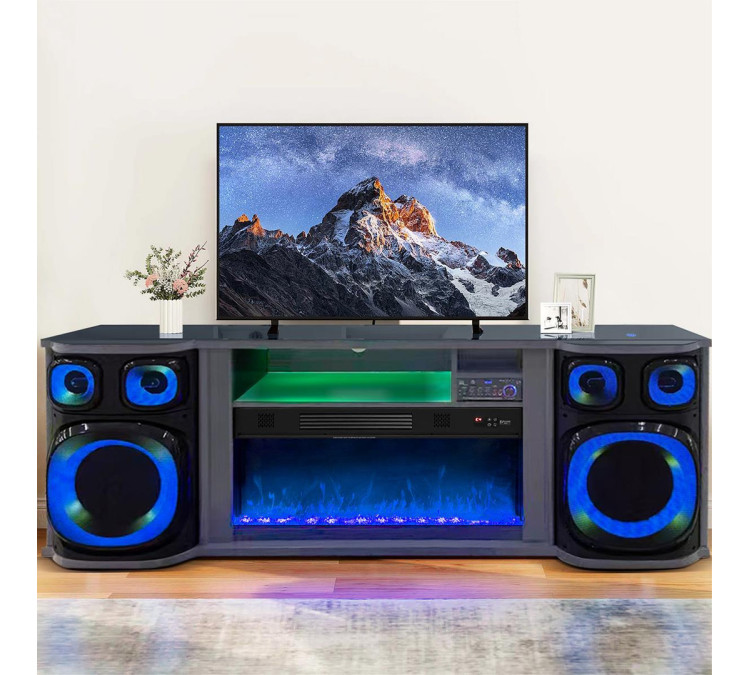 Onyx Beats – TV Stand with Fireplace & Speaker
