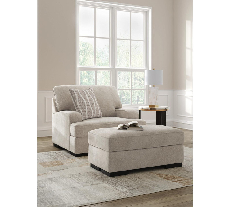 High Profile Chair and Ottoman - Taupe
