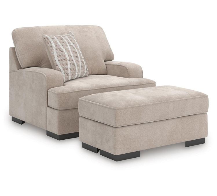High Profile Chair and Ottoman - Taupe