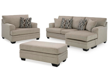 Stonemeade Sofa Chaise, Chair, and Ottoman - Taupe