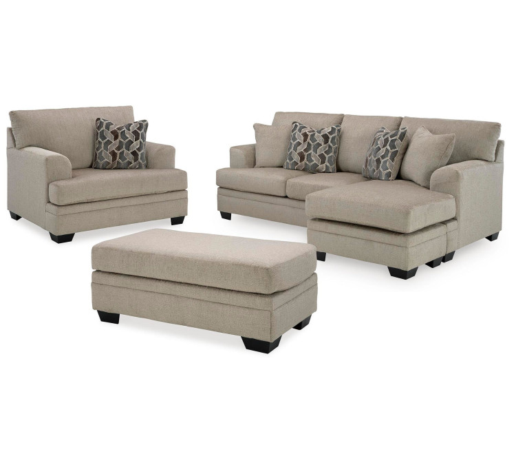 Stonemeade Sofa Chaise, Chair, and Ottoman - Taupe