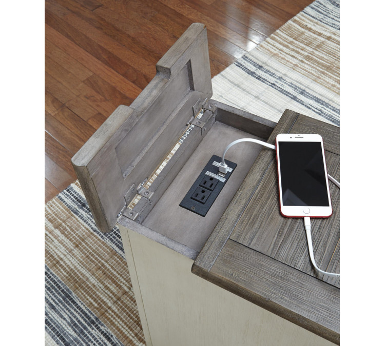 Bolanburg Chairside End Table with USB Ports & Outlets - Two-tone