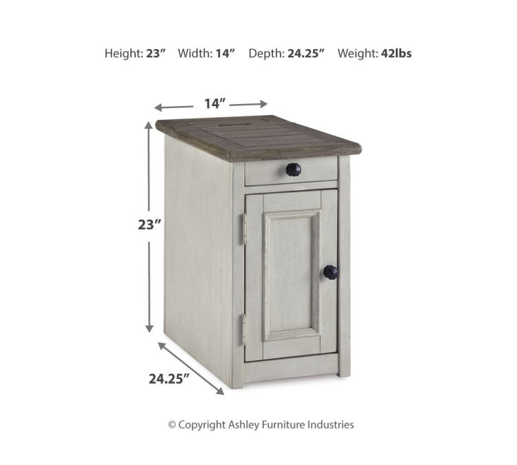Bolanburg Chairside End Table with USB Ports & Outlets - Two-tone