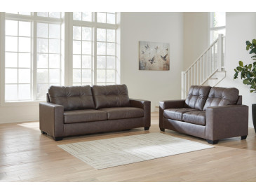 Barlin Mills Sofa and Loveseat - Umber