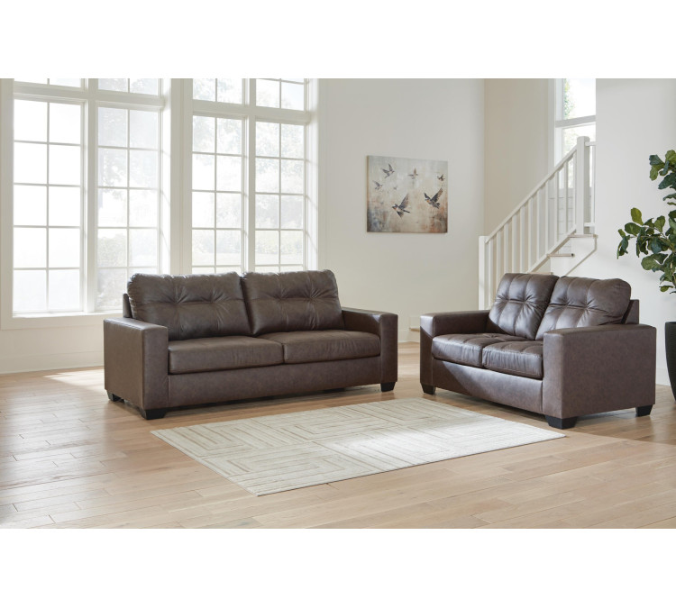 Barlin Mills Sofa and Loveseat - Umber