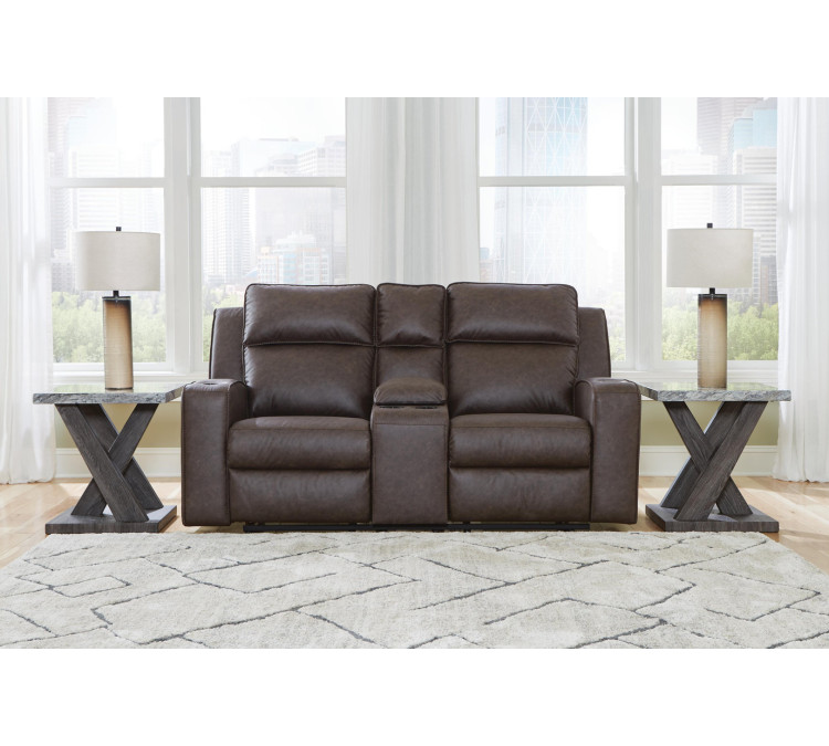 Lavenhorne Reclining Loveseat with Console - Umber
