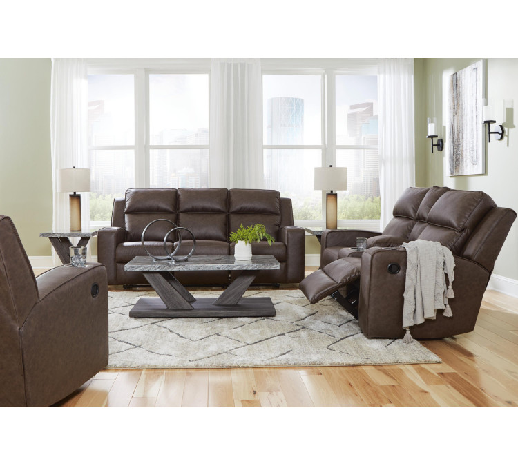 Lavenhorne Sofa, Loveseat and Recliner - Umber