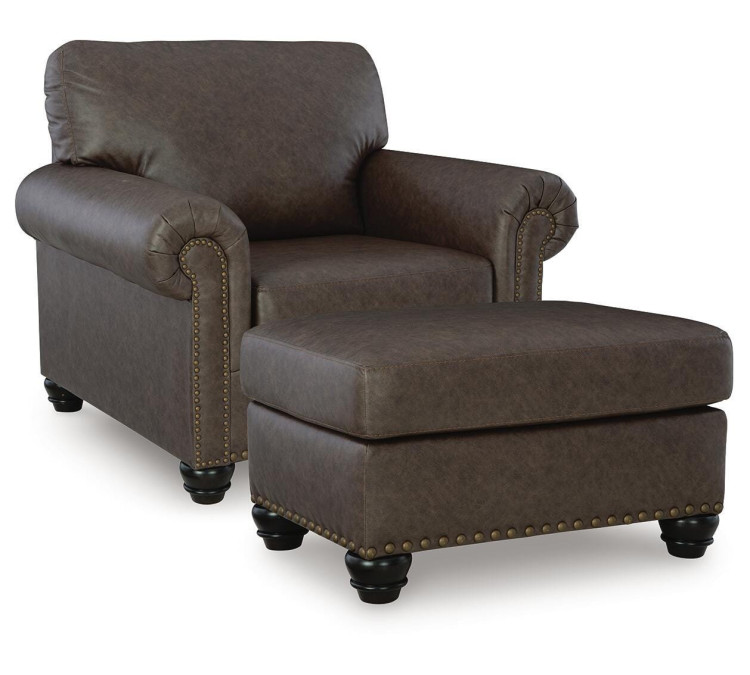 Roxmere Chair and Ottoman - Umber