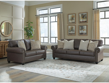 Roxmere Sofa and Loveseat - Umber