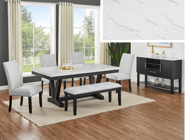 VANCE FAUX TBL/SIDE CHAIRS,BENCH - Faux Marble