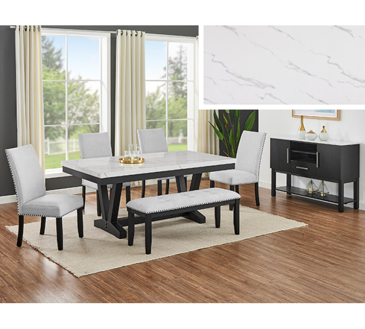VANCE FAUX TBL/SIDE CHAIRS,BENCH - Faux Marble