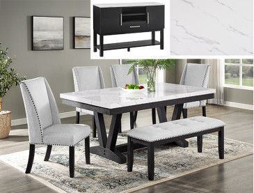 VANCE FAUX TBL/WING CHAIRS,BENCH - Faux Marble