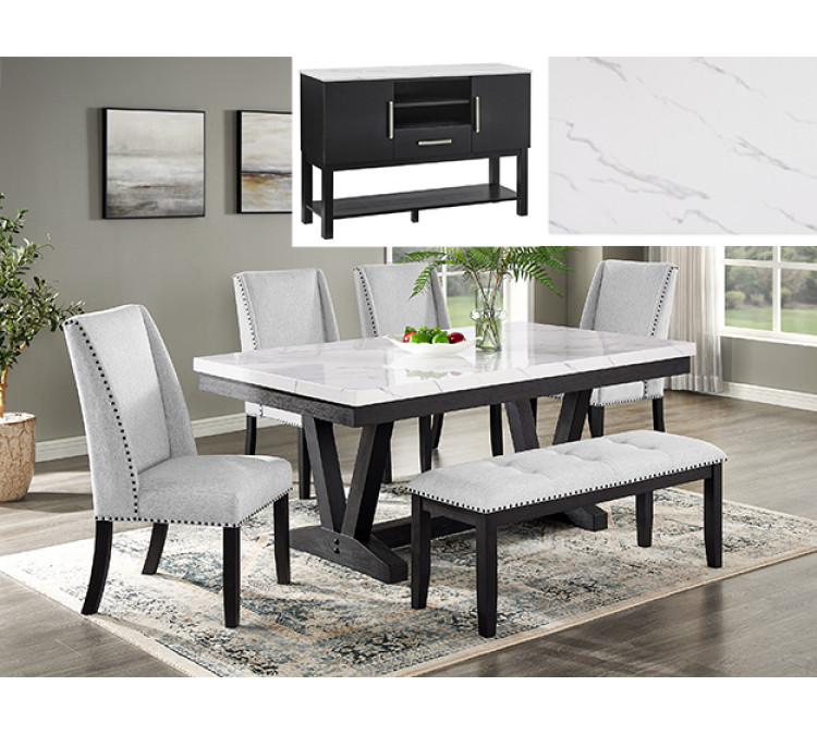 VANCE FAUX TBL/WING CHAIRS,BENCH - Faux Marble
