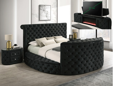 VOLTARE FIREPLACE/TV LIFT BED - QUEEN / Black