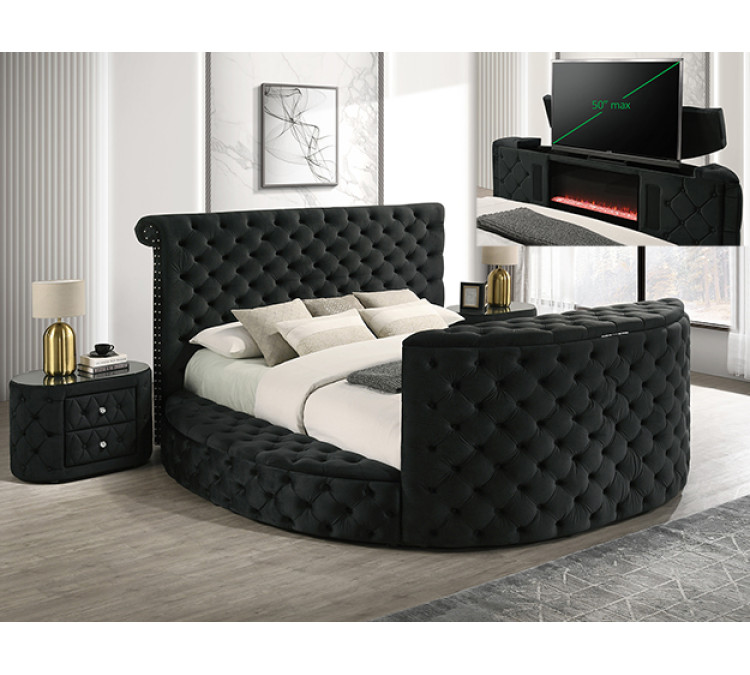 VOLTARE FIREPLACE/TV LIFT BED - QUEEN / Black
