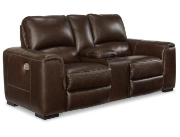 Alessandro Power Reclining Loveseat with Console - Walnut