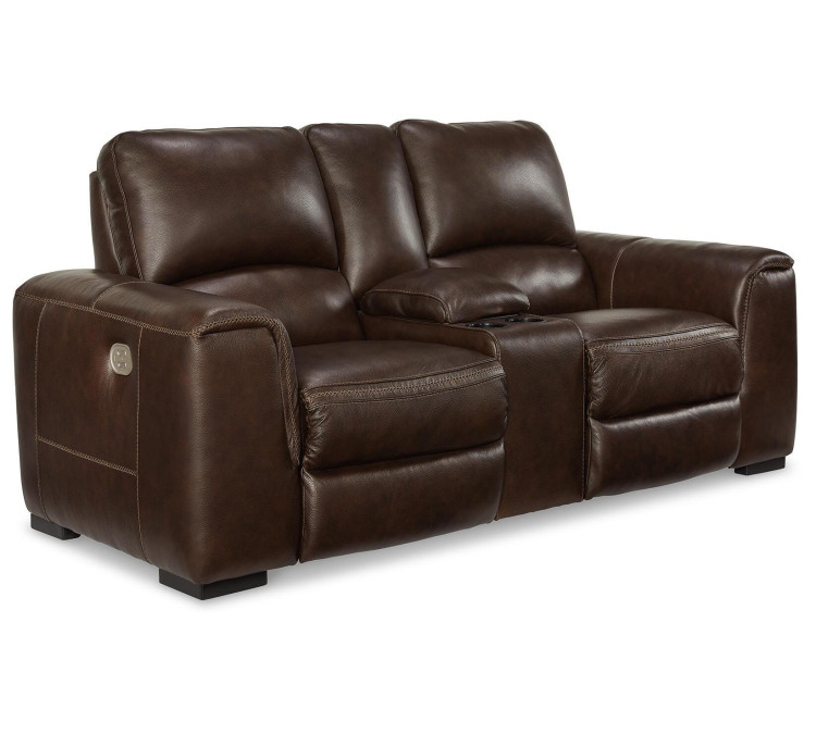 Alessandro Power Reclining Loveseat with Console - Walnut