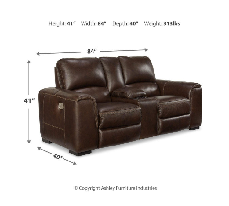 Alessandro Power Reclining Loveseat with Console - Walnut