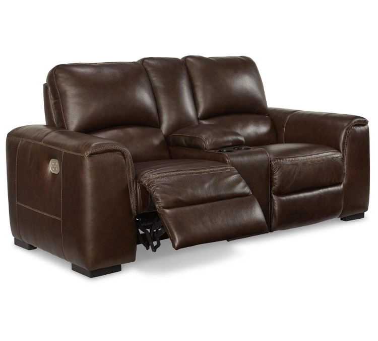Alessandro Power Reclining Loveseat with Console - Walnut