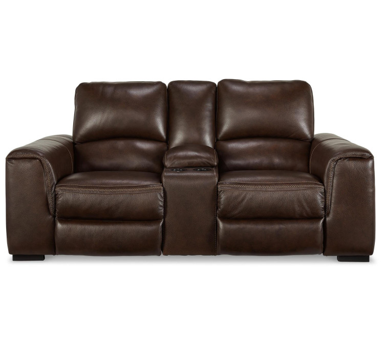 Alessandro Power Reclining Loveseat with Console - Walnut