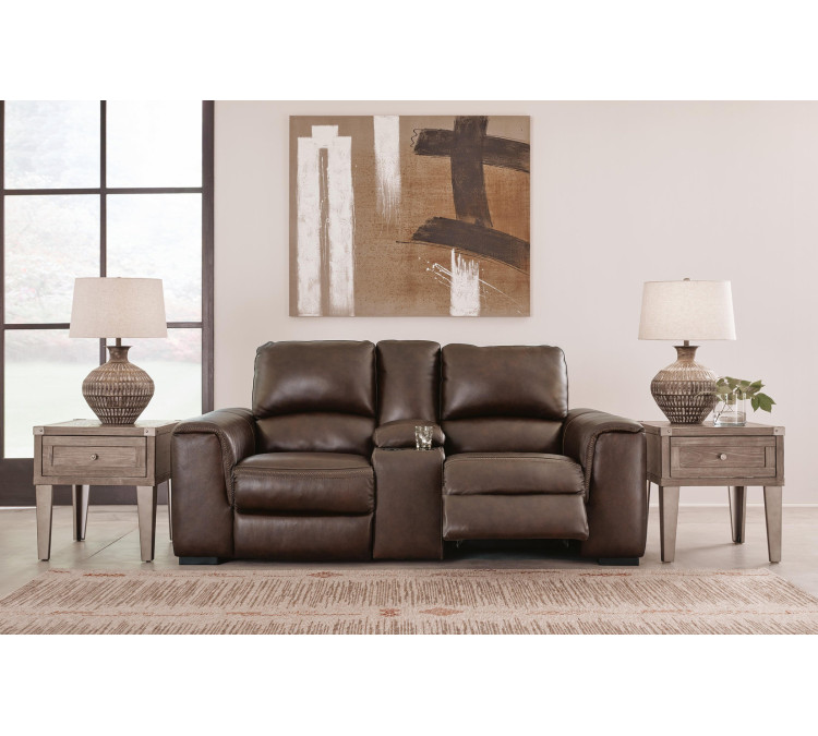 Alessandro Power Reclining Loveseat with Console - Walnut