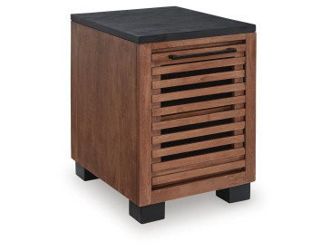Kallari Chairside End Table - Warm Brown/Black