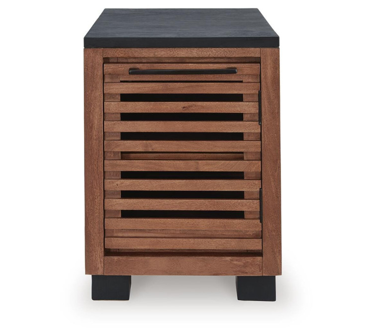 Kallari Chairside End Table - Warm Brown/Black
