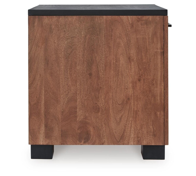 Kallari Chairside End Table - Warm Brown/Black