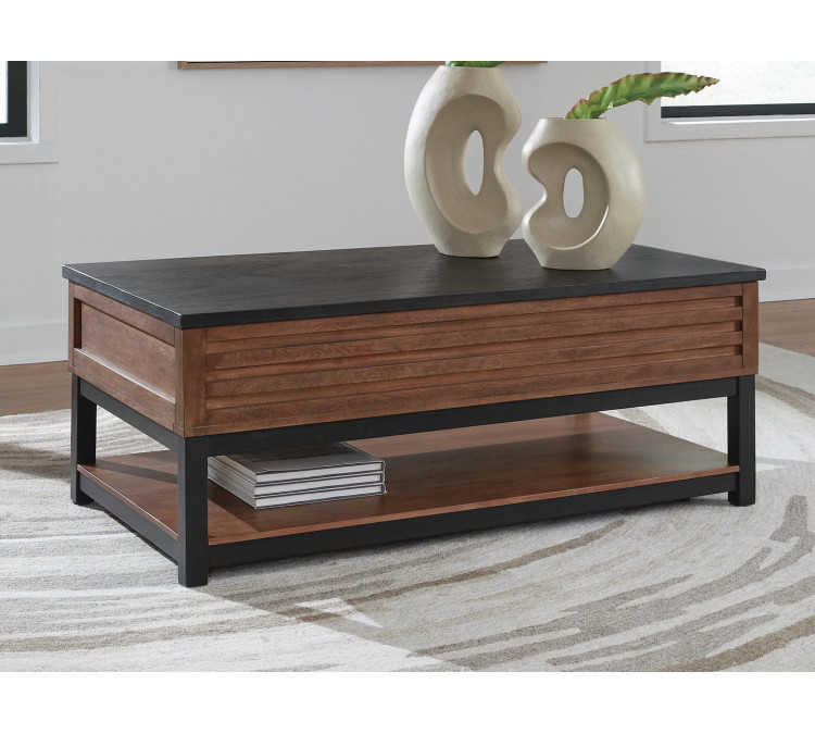 Kallari Lift-Top Coffee Table - Warm Brown/Black