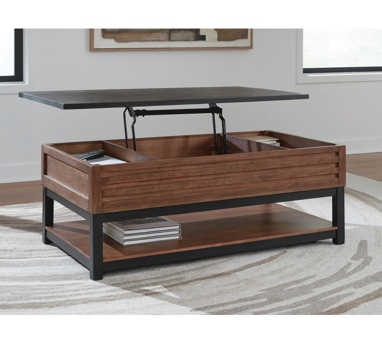 Kallari Lift-Top Coffee Table - Warm Brown/Black