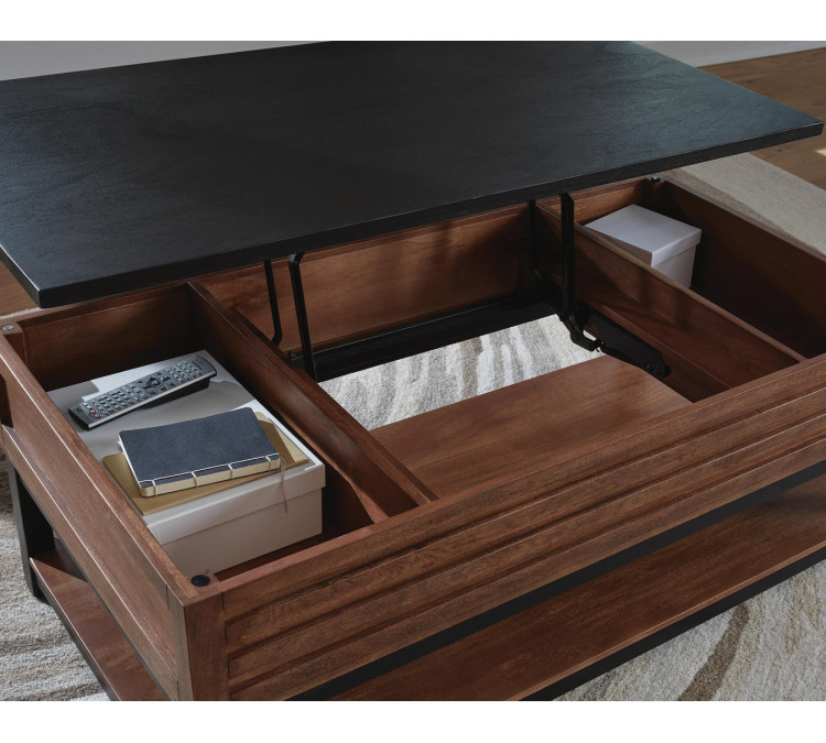 Kallari Lift-Top Coffee Table - Warm Brown/Black