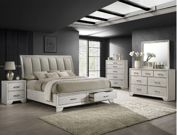 JAYMES BEDROOM GROUP - QUEEN / White Mist
