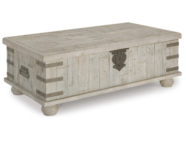 Carynhurst Coffee Table with Lift Top - White Wash Gray
