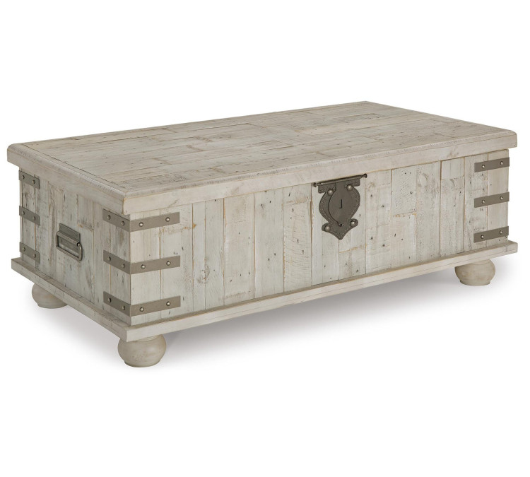 Carynhurst Coffee Table with Lift Top - White Wash Gray