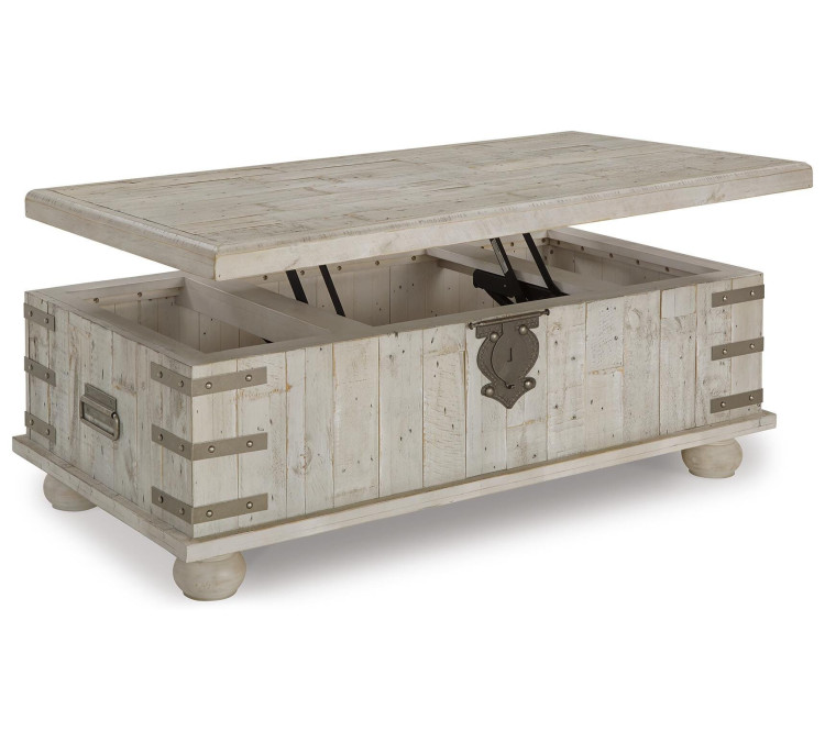 Carynhurst Coffee Table with Lift Top - White Wash Gray