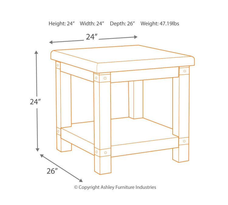 Carynhurst End Table - White Wash Gray