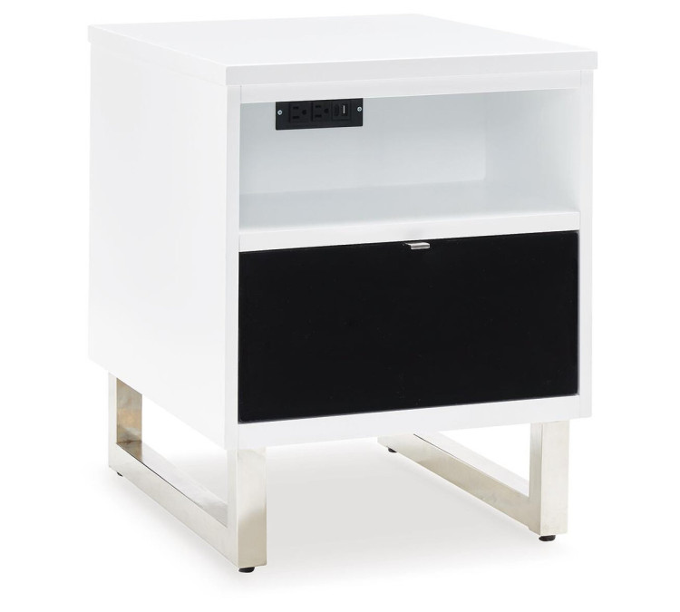 Gardoni Chairside End Table - White/Black