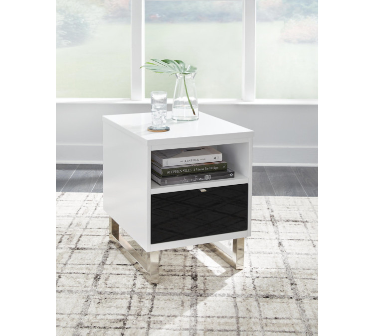 Gardoni Chairside End Table - White/Black
