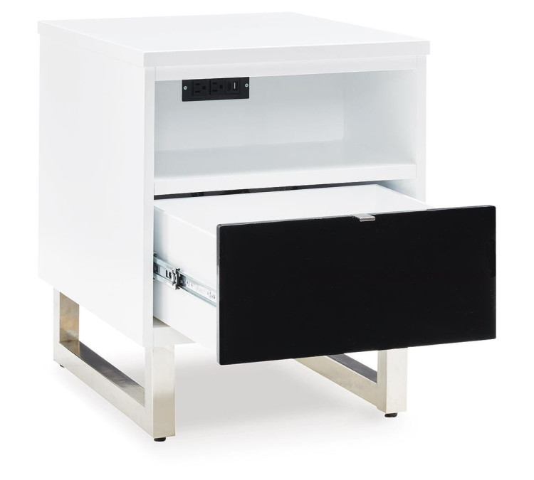 Gardoni Chairside End Table - White/Black