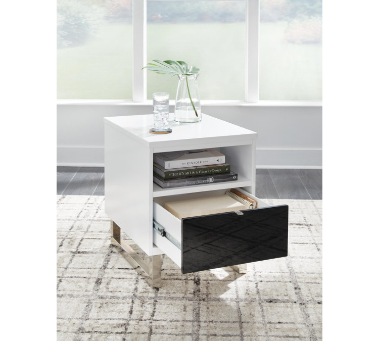 Gardoni Chairside End Table - White/Black