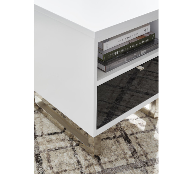 Gardoni Chairside End Table - White/Black